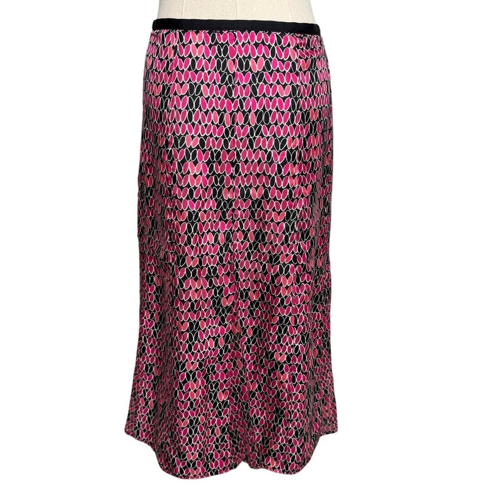 Sigrid Olsen Y2K 100% silk kick pleat circle print low waist slip skirt size 10 - Picture 2 of 6